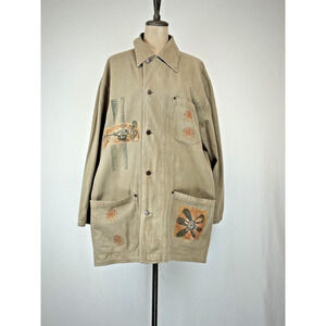 90's Vintage BLUE FISH Green Cotton Jacket MADE USA OS #0175